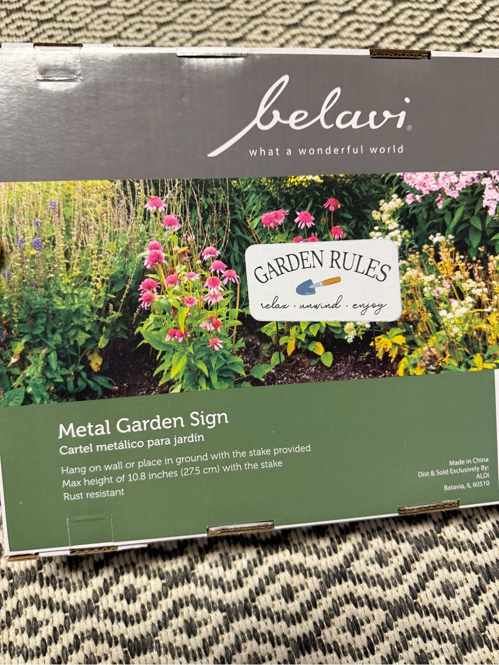 Garden Rules Metal Sign - White with Brown & Gray Accents - Picture 2 of 2
